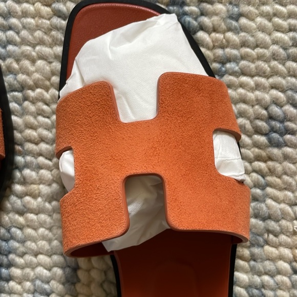 NWT Hermès Sandales Oran Suede Orange EU 36.5 - Picture 5 of 6
